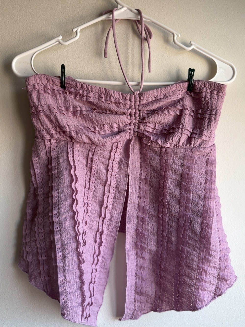 Urban Outfitters Lavender Textured Strapless Halter Babydoll Top Size Large